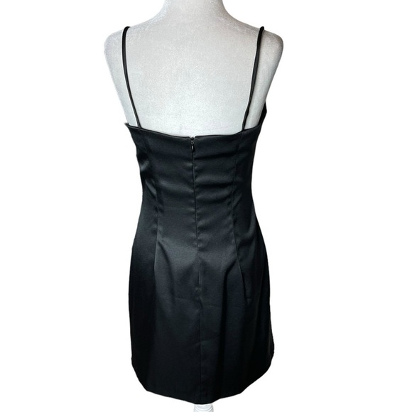 Y2K Rampage Black Mini Dress Floral Embellishment Spaghetti Strap Size 7 - Picture 3 of 11